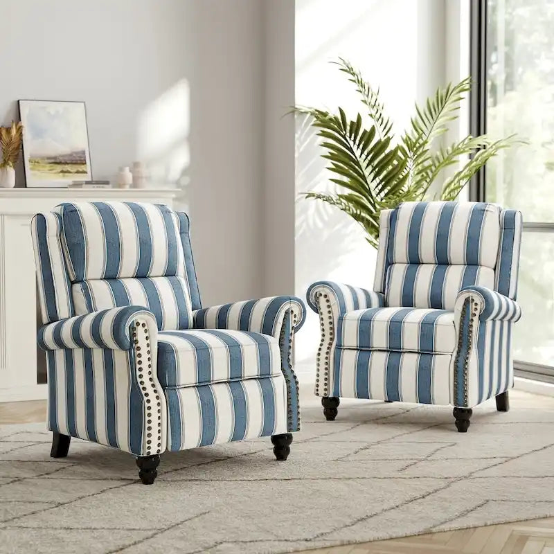 Set di 2 poltrone reclinabili moderne con seduta imbottita in pelle PU/tessuto