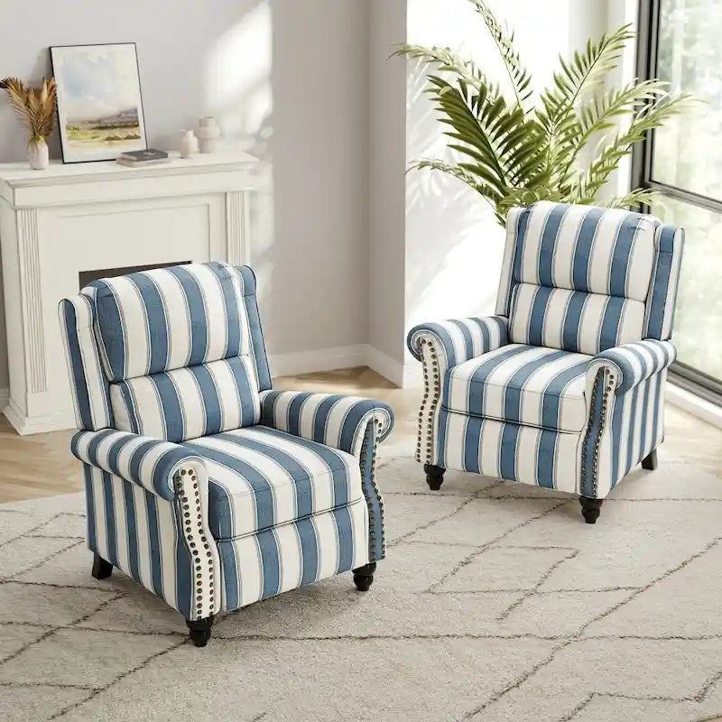 Set di 2 poltrone reclinabili moderne con seduta imbottita in pelle PU/tessuto