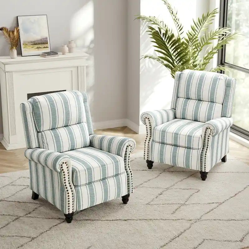 Set di 2 poltrone reclinabili moderne con seduta imbottita in pelle PU/tessuto