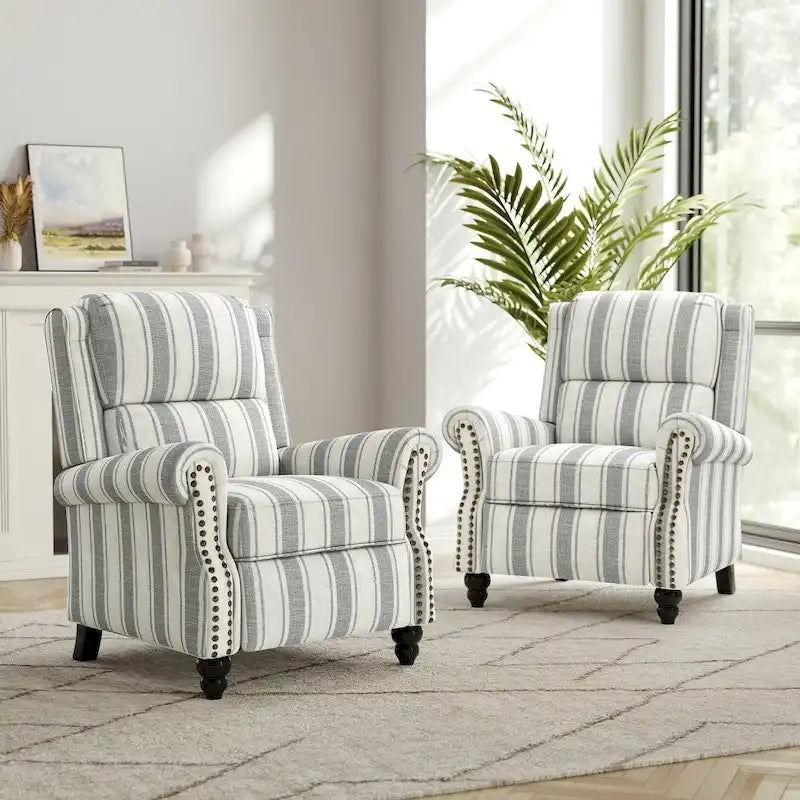 Set di 2 poltrone reclinabili moderne con seduta imbottita in pelle PU/tessuto