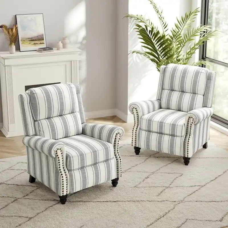 Set di 2 poltrone reclinabili moderne con seduta imbottita in pelle PU/tessuto