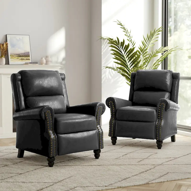 Set di 2 poltrone reclinabili moderne con seduta imbottita in pelle PU/tessuto