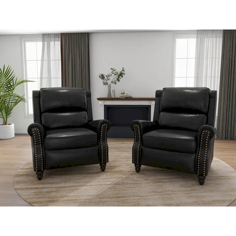 Set di 2 poltrone reclinabili moderne con seduta imbottita in pelle PU/tessuto