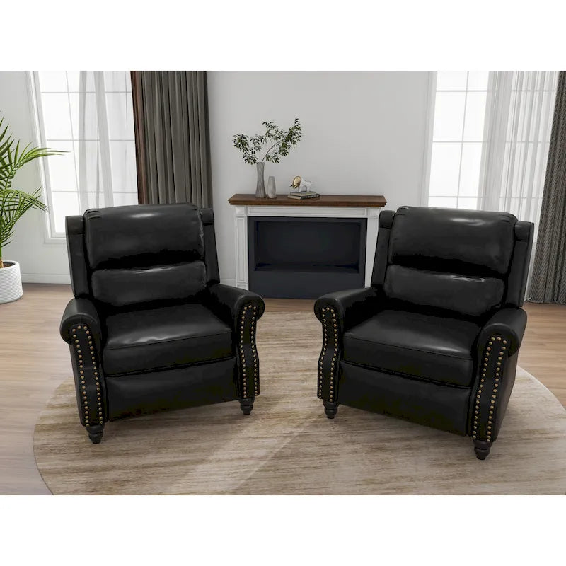 Set di 2 poltrone reclinabili moderne con seduta imbottita in pelle PU/tessuto