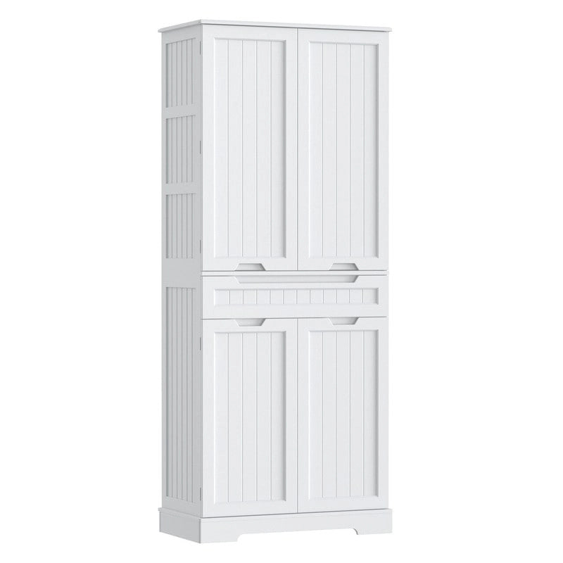 71 Freestanding Modern 4 Doors Kitchen Storage Pantry Cabinet with Shelves and Drawers Tall Kitchen Storage Cabinet Organizer