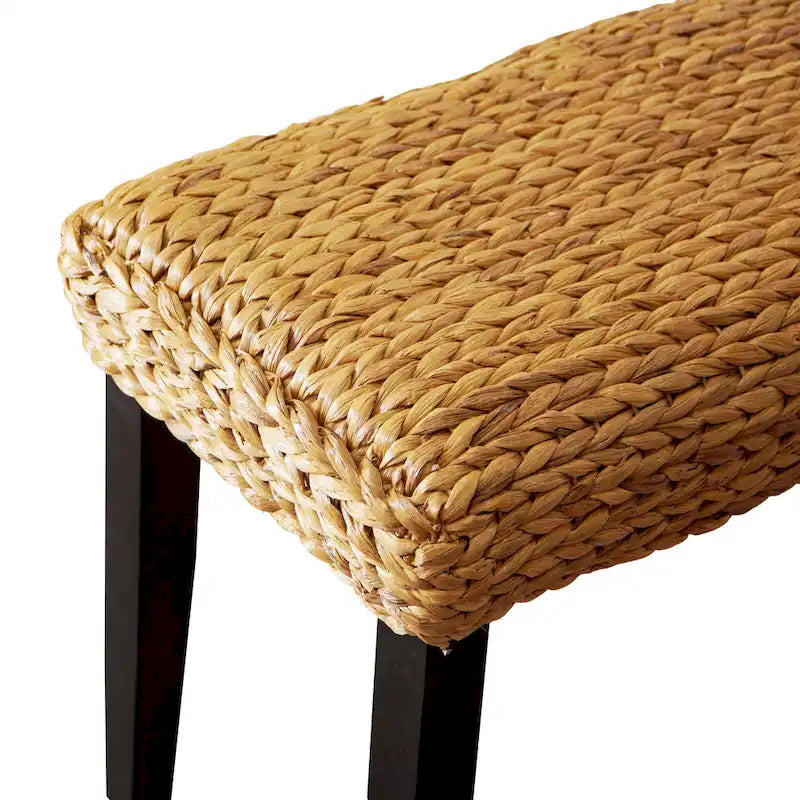 Banc d'intérieur M4H Sultan en bois massif et jacinthe d'eau naturelle