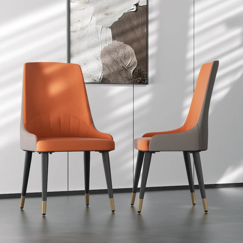 2-teiliger zeitgenössischer Esszimmerstuhl aus Leder – 18x19.7x32.3 inch