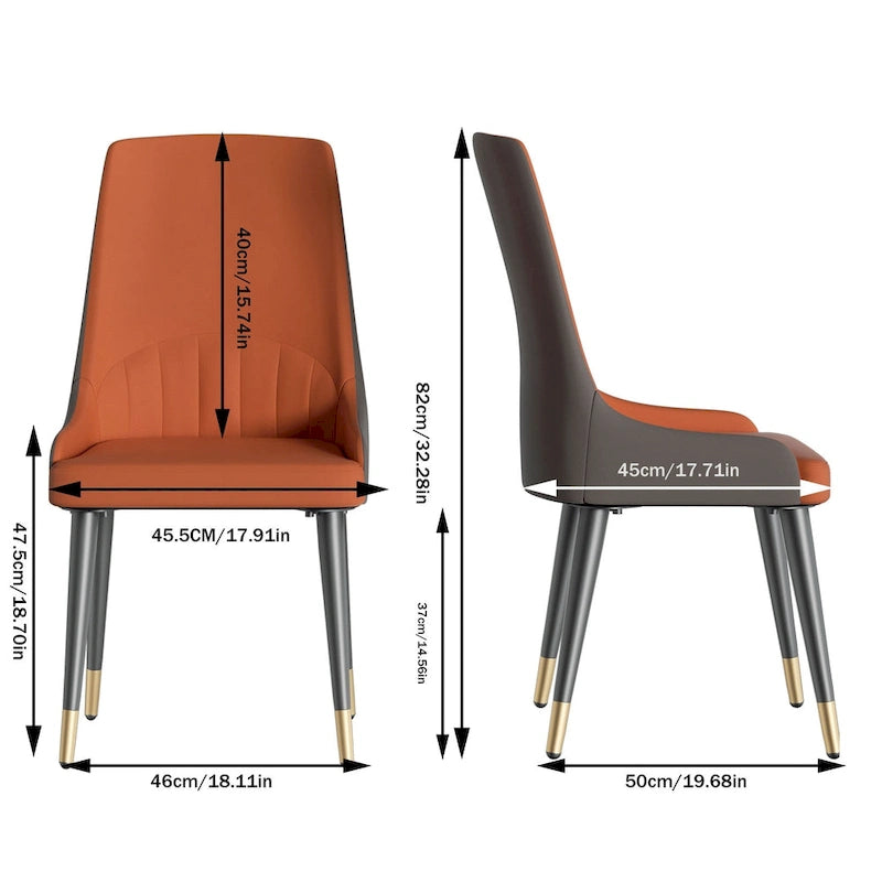 2 darabos modern bőr étkezőszék – 18x19.7x32.3 hüvelyk