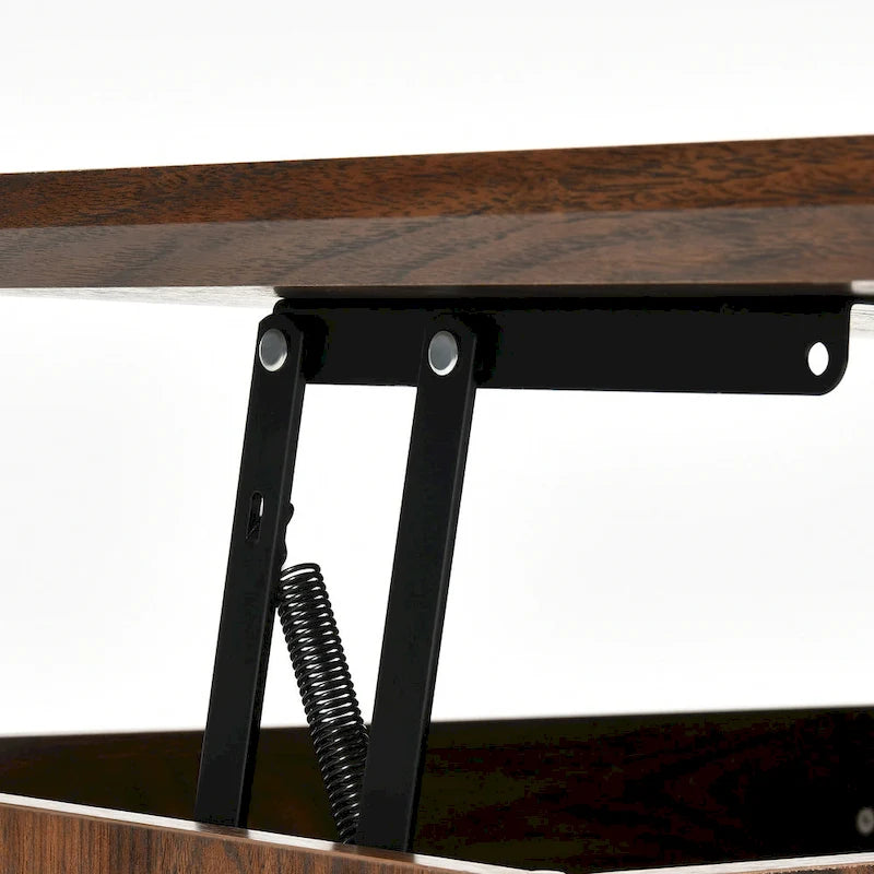 Mesa de centro Moasis elevable con almacenamiento oculto y puertas corredizas estilo granero