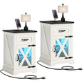 Ensemble de 2 tables d’appoint Moasis avec tiroir et prise électrique, table d’appoint LED avec station de recharge