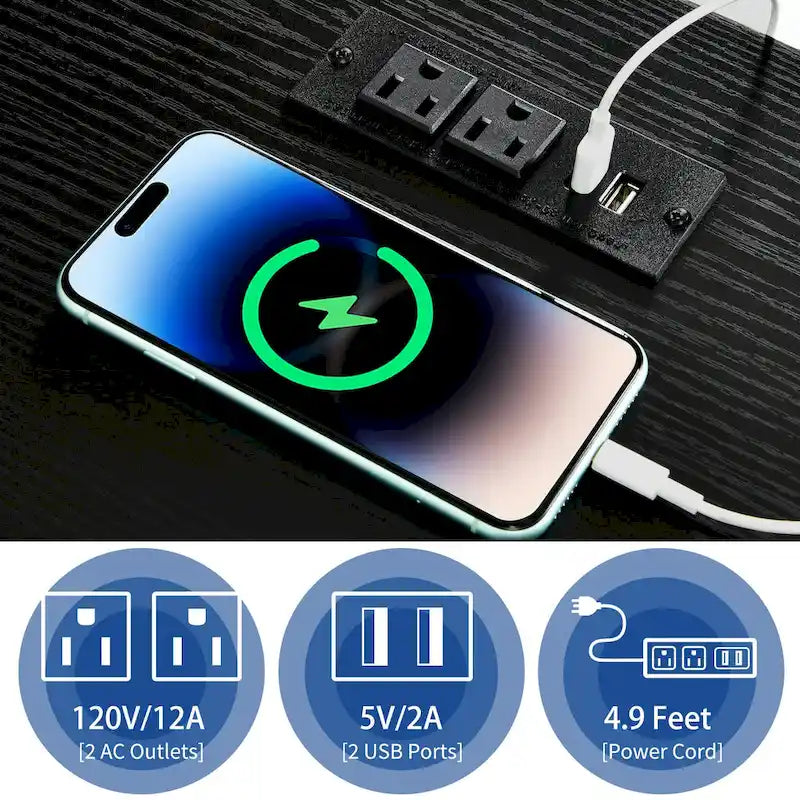 Ensemble de 2 tables d’appoint Moasis avec tiroir et prise électrique, table d’appoint LED avec station de recharge