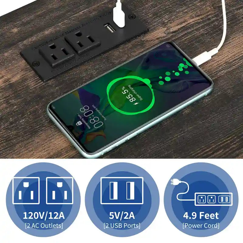 Ensemble de 2 tables d’appoint Moasis avec tiroir et prise électrique, table d’appoint LED avec station de recharge