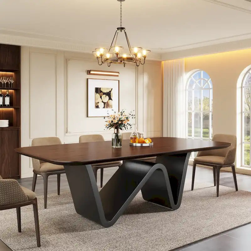 79 Modern Dining Table for 8 Rectangle Dining Table, Luxury White & Gold Kitchen Table with Sintered Stone