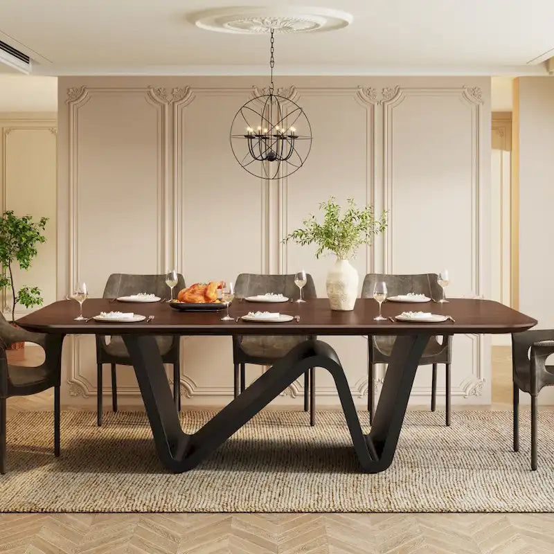 79 Modern Dining Table for 8 Rectangle Dining Table, Luxury White & Gold Kitchen Table with Sintered Stone
