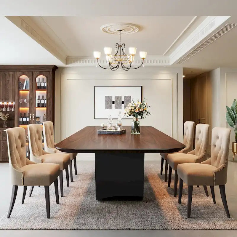 79 Modern Dining Table for 8 Rectangle Dining Table, Luxury White & Gold Kitchen Table with Sintered Stone