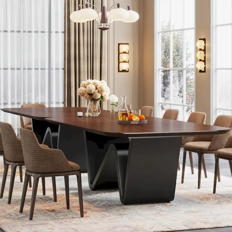 79 Modern Dining Table for 8 Rectangle Dining Table, Luxury White & Gold Kitchen Table with Sintered Stone