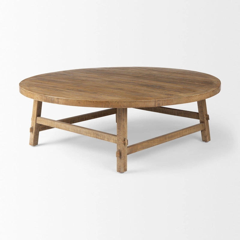 Rosie középbarna tömörfa, 48 colos kerek dohányzóasztal – 48L x 48W x 16H
