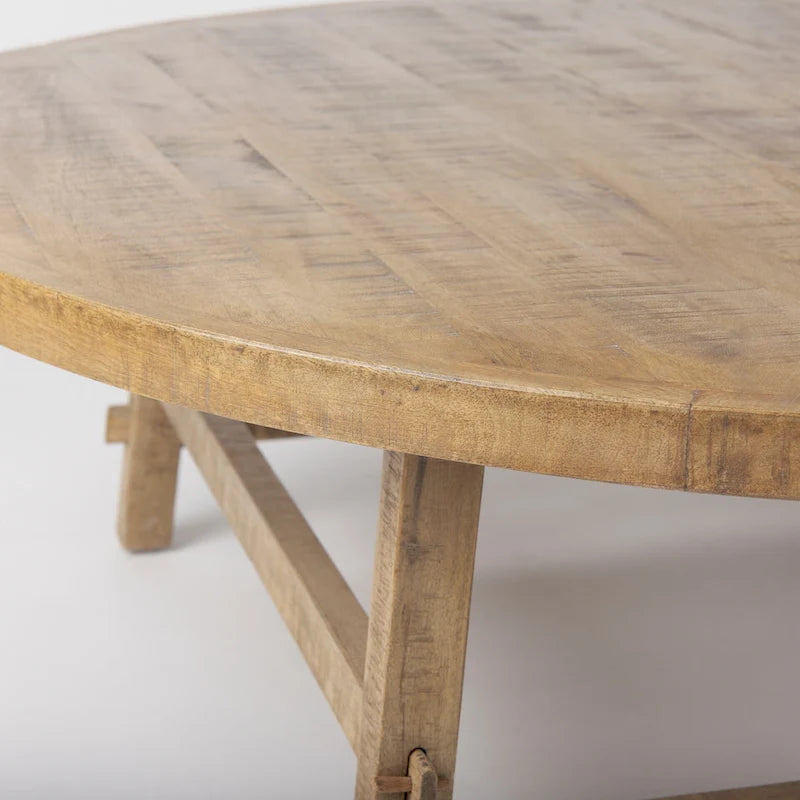 Rosie középbarna tömörfa, 48 colos kerek dohányzóasztal – 48L x 48W x 16H