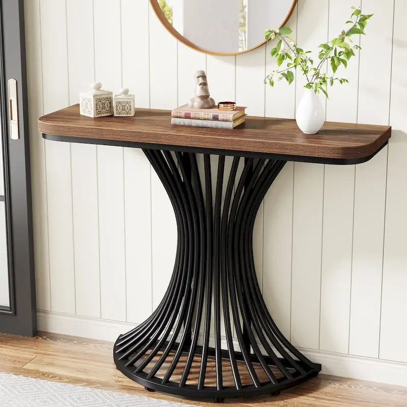 39 hüvelykes ipari konzolasztal előszobába, kis kanapé melletti kisasztal geometrikus fémlábbal – 39.37 (L) x 11.8 (D)