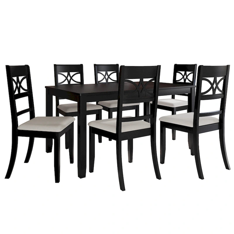 CraftPorch 7-teiliges Holz-Esszimmerset im Mid-Century-Modern-Stil