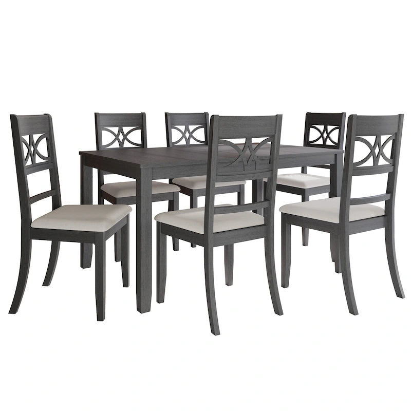 Juego de comedor de madera moderno de mediados de siglo CraftPorch de 7 piezas