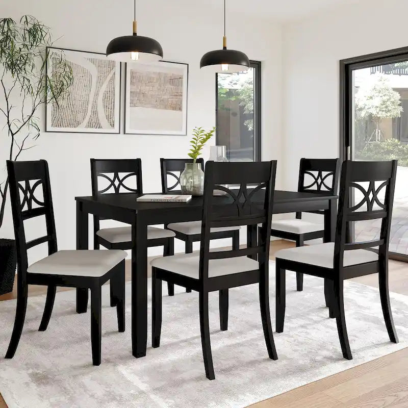 CraftPorch 7-teiliges Holz-Esszimmerset im Mid-Century-Modern-Stil