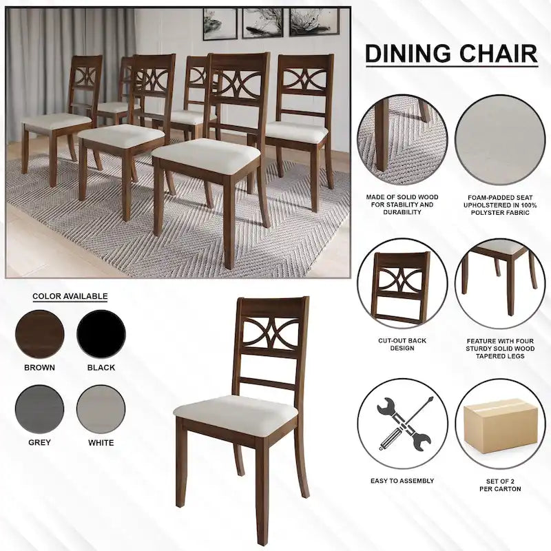 CraftPorch 7-teiliges Holz-Esszimmerset im Mid-Century-Modern-Stil