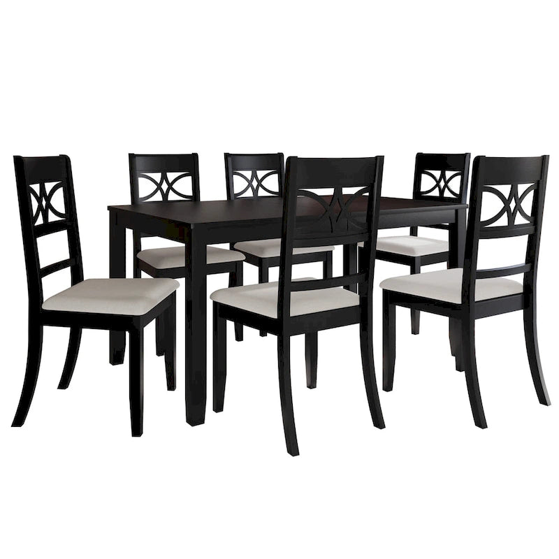 CraftPorch 7-teiliges Holz-Esszimmerset im Mid-Century-Modern-Stil