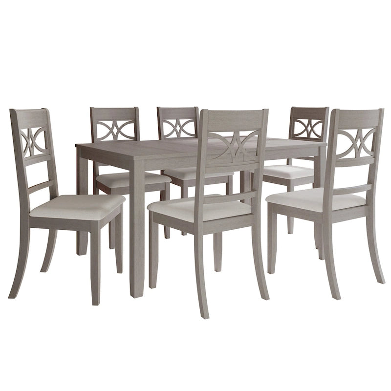 CraftPorch 7-teiliges Holz-Esszimmerset im Mid-Century-Modern-Stil