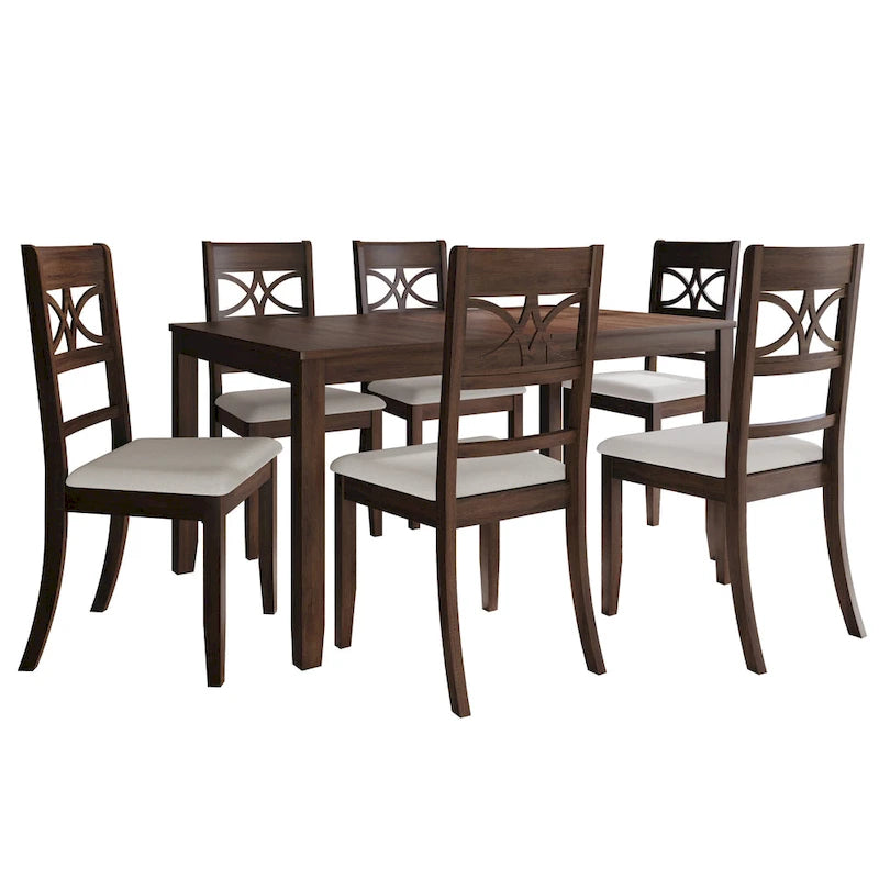 CraftPorch 7-teiliges Holz-Esszimmerset im Mid-Century-Modern-Stil