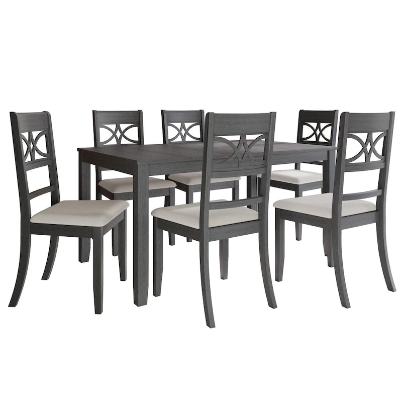 CraftPorch 7-teiliges Holz-Esszimmerset im Mid-Century-Modern-Stil