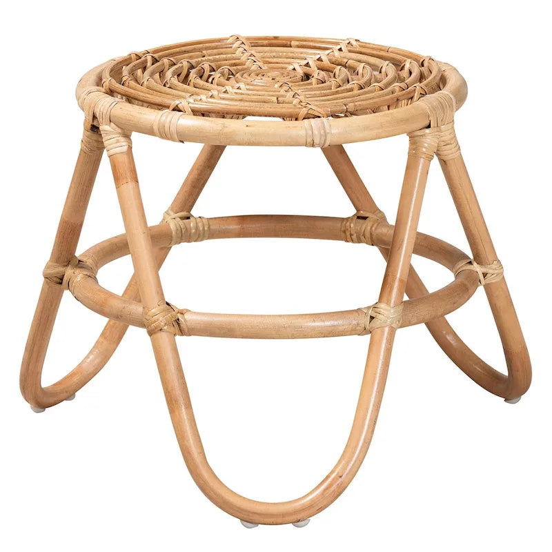Moderner Boho-Beistelltisch Jacinda von bali & pari aus naturbraunem Rattan