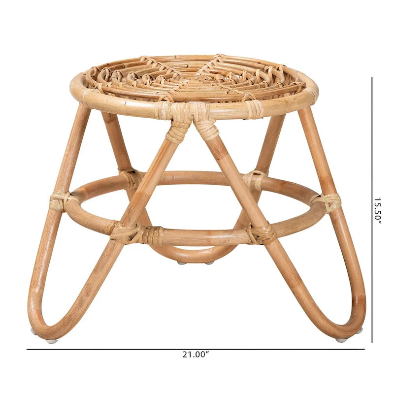 Moderner Boho-Beistelltisch Jacinda von bali & pari aus naturbraunem Rattan