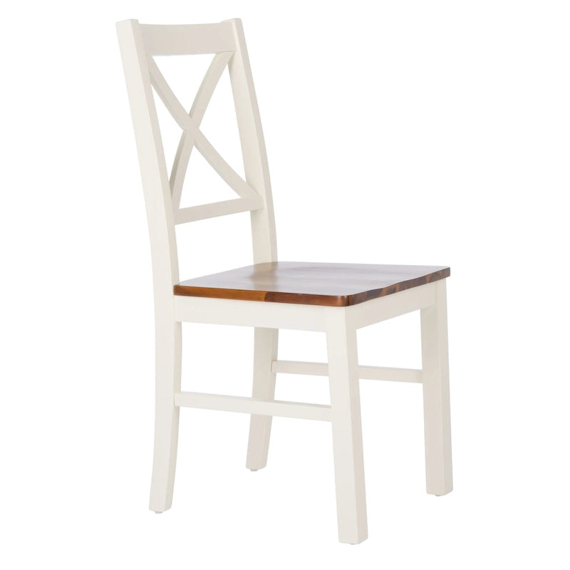 SAFAVIEH Concetta Esszimmerstuhl in Weiß/Natur – 17.5 W x 19.5 L x 37 H – 18W x 20D x 37H
