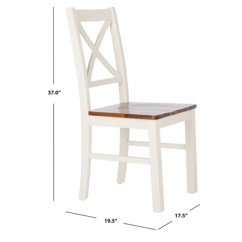 SAFAVIEH Concetta Esszimmerstuhl in Weiß/Natur – 17.5 W x 19.5 L x 37 H – 18W x 20D x 37H