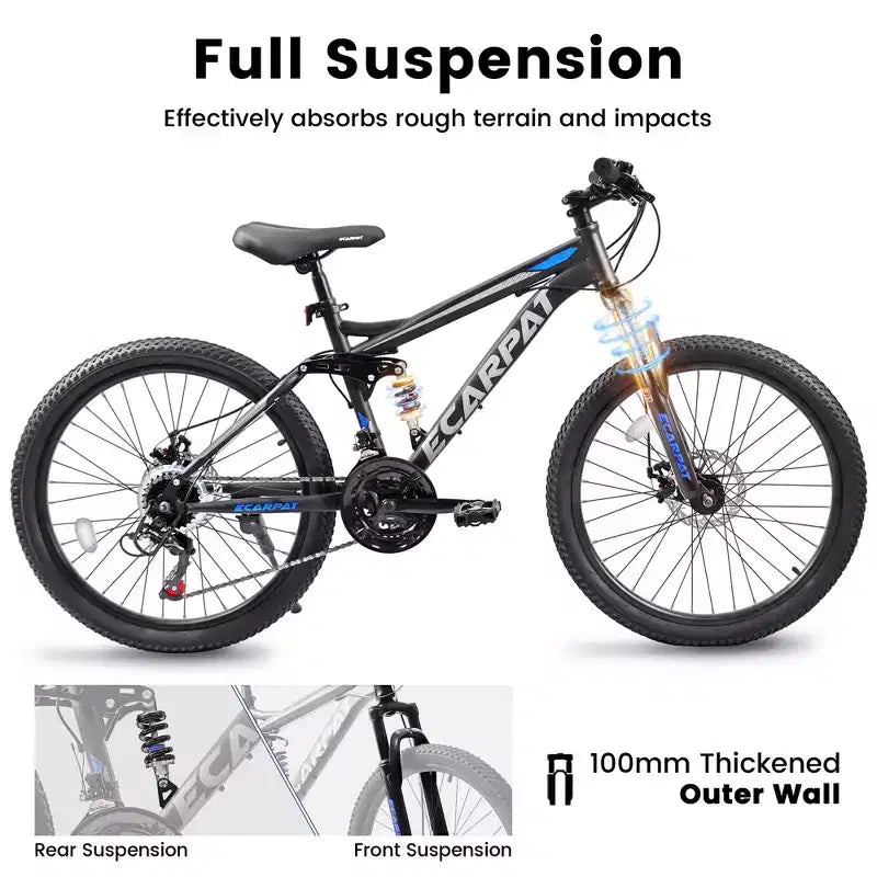 Okak 26IN Mountain Bike with Disc Brakes, 21-Speed Adult Bike with Durable Frame and Rear Dual Absorption, Bicycle for City Road Cycling