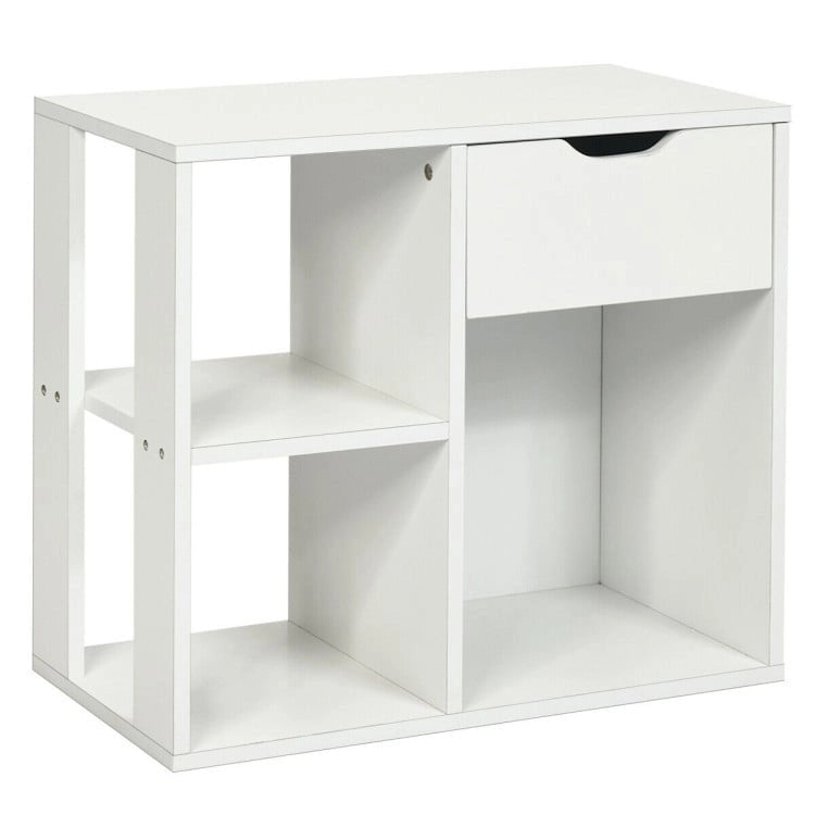 Tavolino laterale a 3 ripiani con ripiano portaoggetti e spazio per cassetto - 23.5 x 12 x 20.5 (L x W x H)