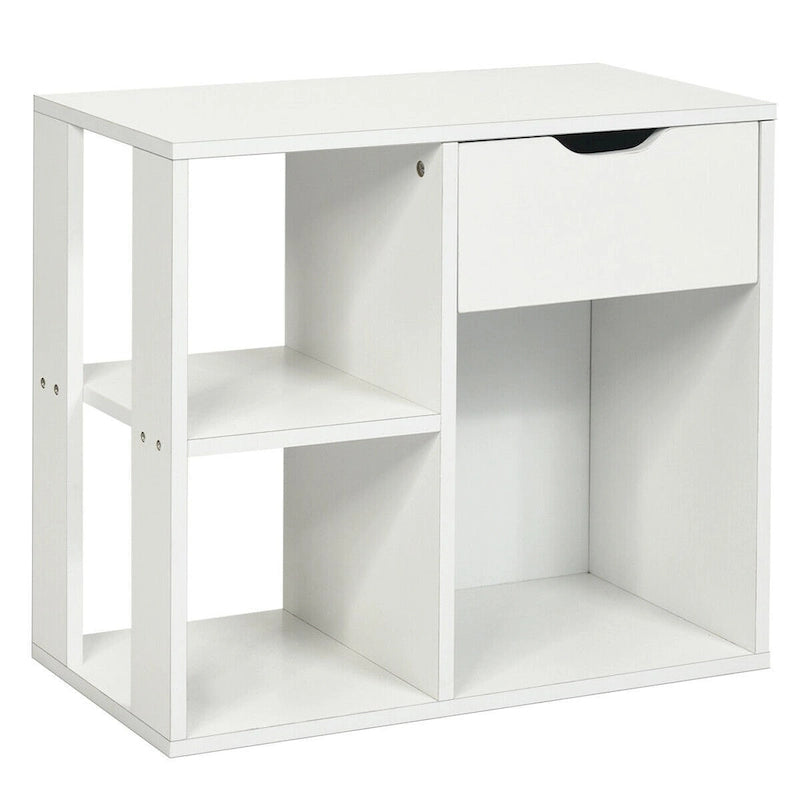 Tavolino laterale a 3 ripiani con ripiano portaoggetti e spazio per cassetto - 23.5 x 12 x 20.5 (L x W x H)