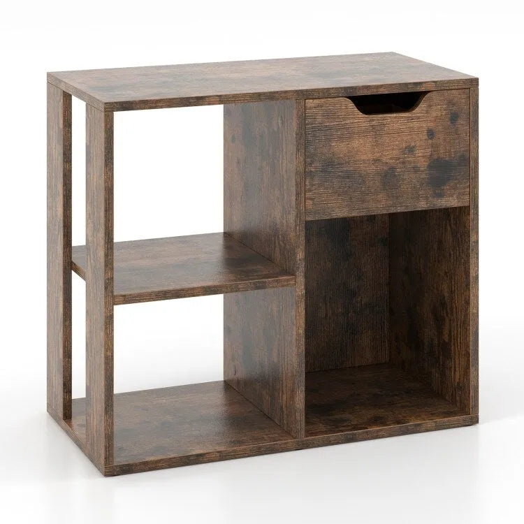 Tavolino laterale a 3 ripiani con ripiano portaoggetti e spazio per cassetto - 23.5 x 12 x 20.5 (L x W x H)