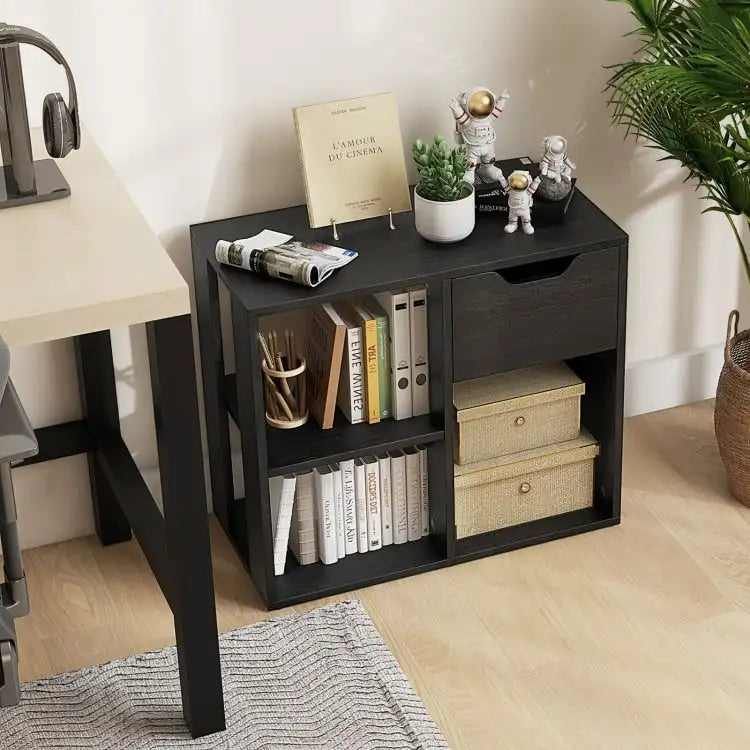 Tavolino laterale a 3 ripiani con ripiano portaoggetti e spazio per cassetto - 23.5 x 12 x 20.5 (L x W x H)