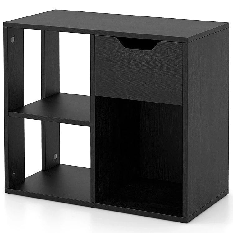 Tavolino laterale a 3 ripiani con ripiano portaoggetti e spazio per cassetto - 23.5 x 12 x 20.5 (L x W x H)