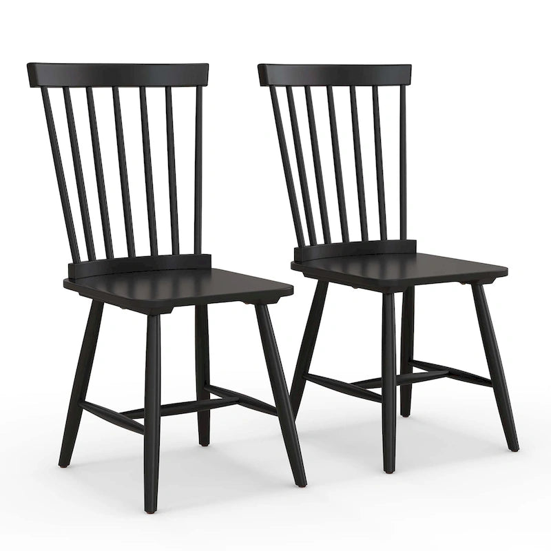 Chaises de salle à manger Windsor de Costway, lot de 2, sans accoudoirs, dossier à barreaux en bois massif — voir les détails