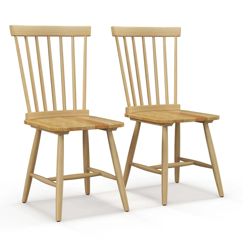 Juego de 2 sillas de comedor Windsor sin brazos, con respaldo de husillos y estructura maciza; consulte los detalles