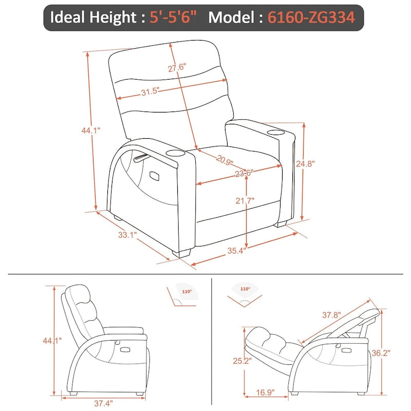 MCombo Power Zero Gravity relaxfotel állítható fejtámlával nappaliba, szövet, ZG334
