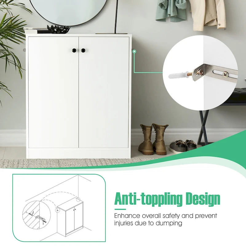 Credenza armadio contenitore Costway a 2 ante con 3 ripiani - Vedi dettagli