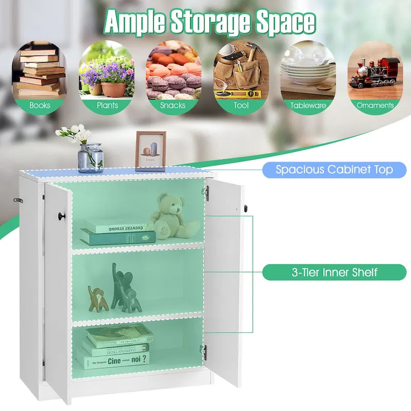 Credenza armadio contenitore Costway a 2 ante con 3 ripiani - Vedi dettagli