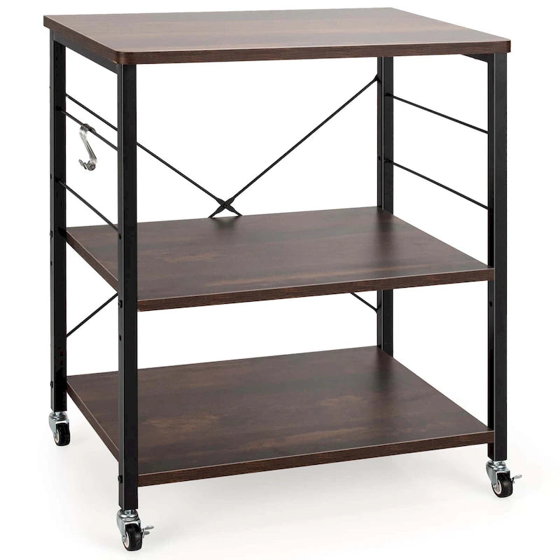 Costway 3-Tier Kitchen Baker's Rack Microwave Oven Storage Cart w/ - See details