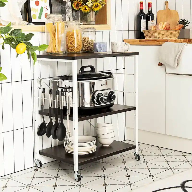Costway 3-Tier Kitchen Baker's Rack Microwave Oven Storage Cart w/ - See details