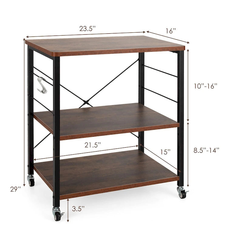 Costway 3-Tier Kitchen Baker's Rack Microwave Oven Storage Cart w/ - See details