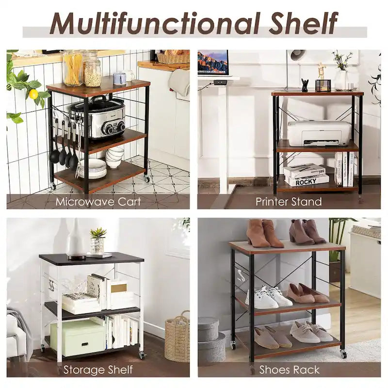 Costway 3-Tier Kitchen Baker's Rack Microwave Oven Storage Cart w/ - See details